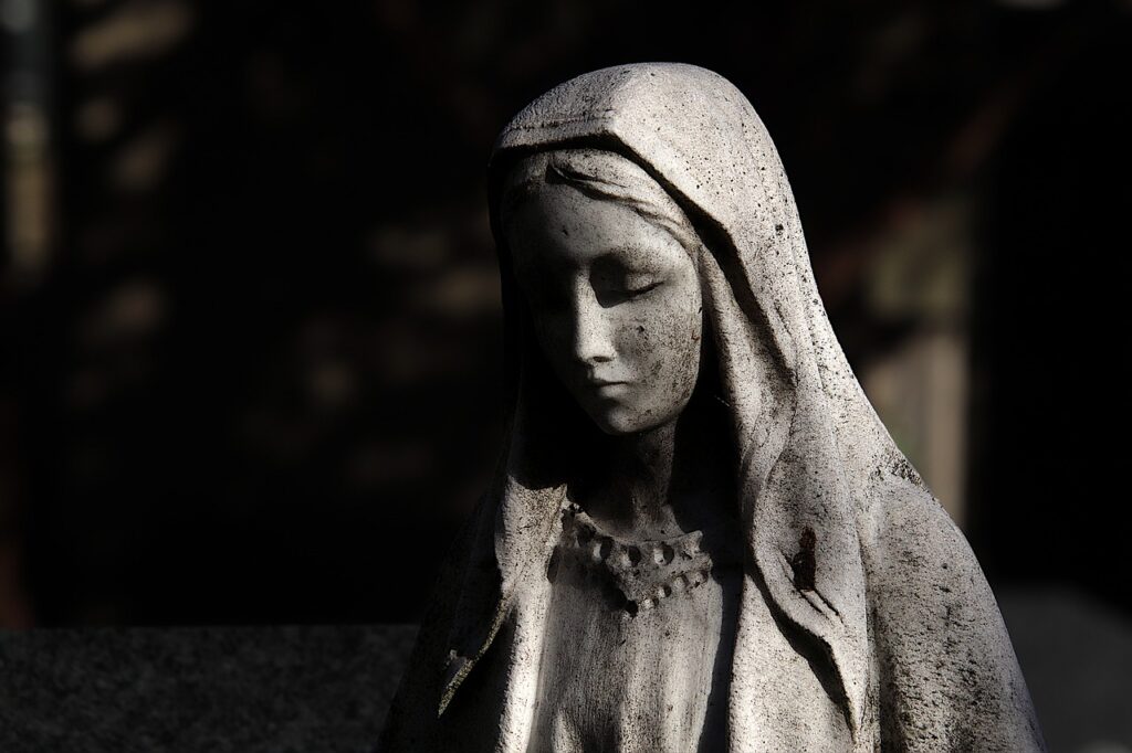 virgin mary, statue, cemetery-5756165.jpg
